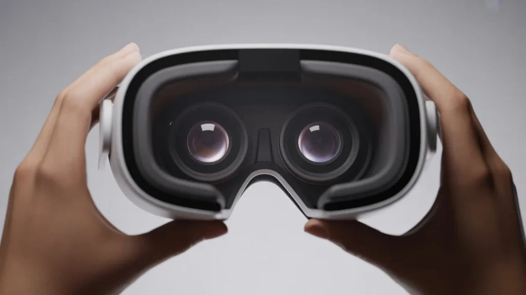 Close-up of VR headset lenses explaining are VR headsets bad for your eyes and how vision focus works