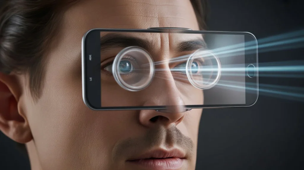 Detailed optical view explaining how to make a VR headset and how lenses create stereoscopic 3D vision