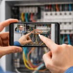Chalk augmented reality remote assistance showing technician receiving AR instructions on a smartphone while repairing equipment