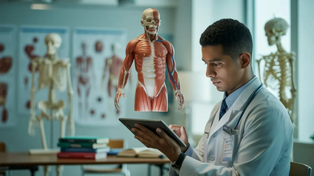 augmented reality medical apps showing a 3D anatomy model for medical students using AR learning technology