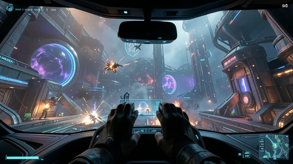 immersive futuristic environment representing modern VR PC games gameplay experience