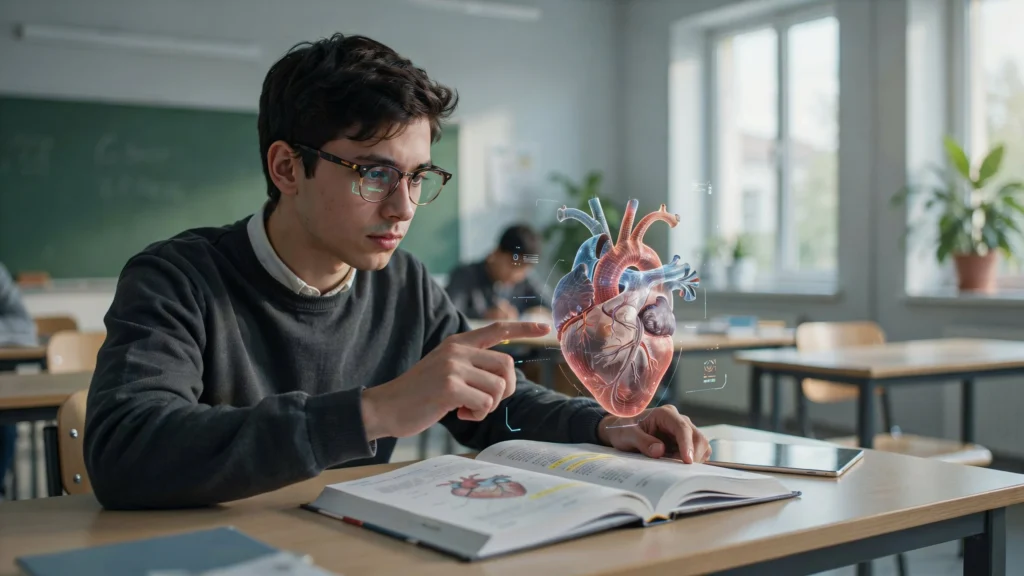 Student learning anatomy through augmented reality in education with a 3D heart model